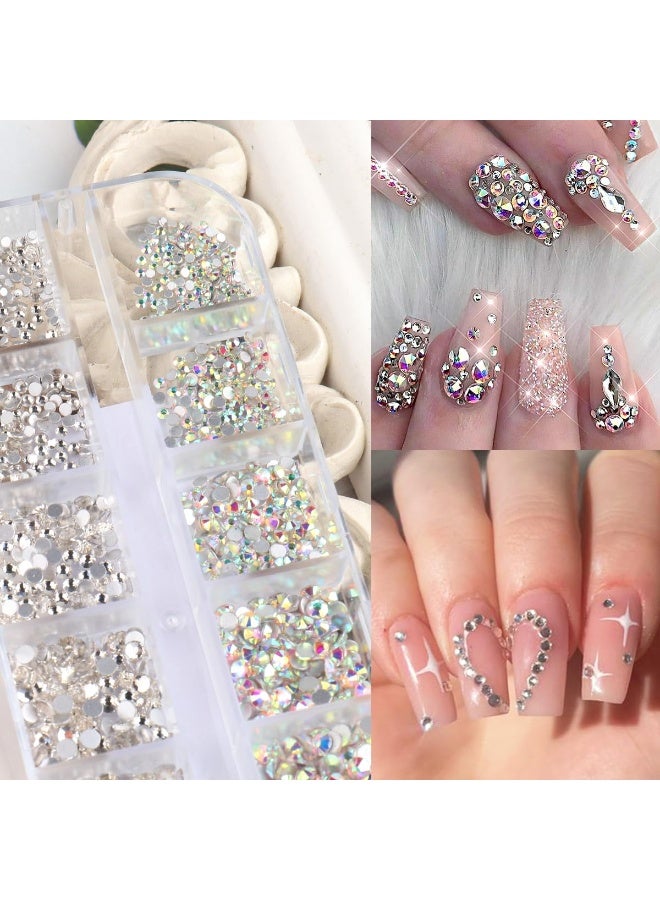 1000pcs Rhinestone أظافر زجاج الكريستال, 6 أحجام (Ss6-Ss30) الأظافر الحجر الكريم مسطحة ظهر Rhinestone مناسبة للحرف اليدوية, المجوهرات, الماس حجر ديي المجوهرات, الماس الأظافر الفن - Image 2